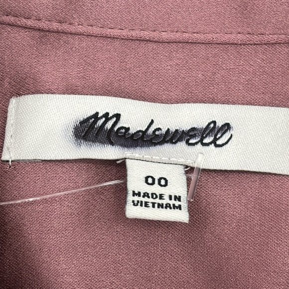 Madewell Darted Button-Up Shirt in Satin Woodrose pink size 00 NWT NN947 - Picture 9 of 14
